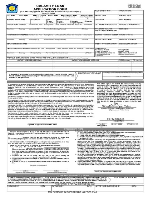 calamity loan application form